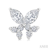 3/8 Ctw Marquise and Round Cut Diamond Criss-Cross Fish Stud Earrings in 14K White Gold